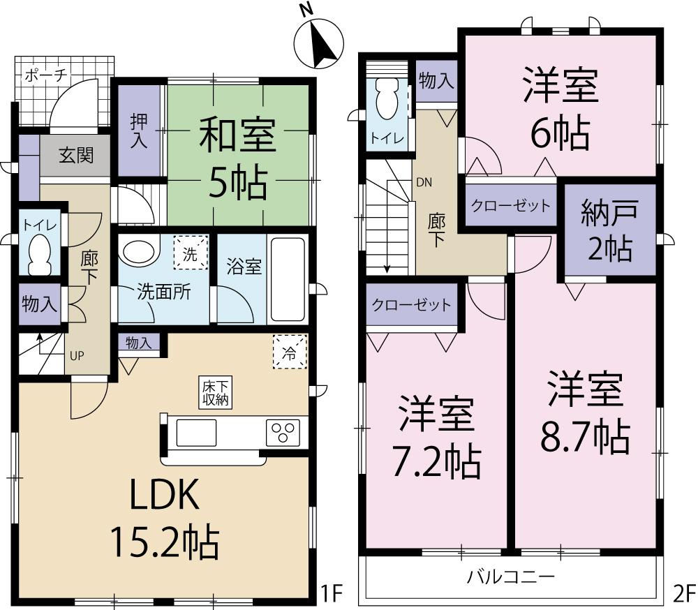 Floor plan. 19,800,000 yen, 4LDK + S (storeroom), Land area 135.83 sq m , Building area 99.63 sq m Floor