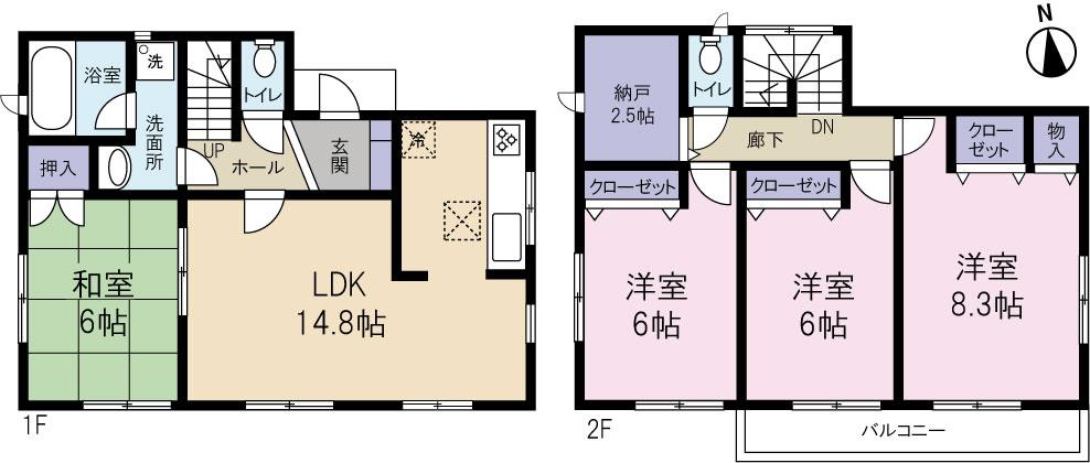 Floor plan. 17.8 million yen, 4LDK + S (storeroom), Land area 184.49 sq m , Building area 96.78 sq m Floor