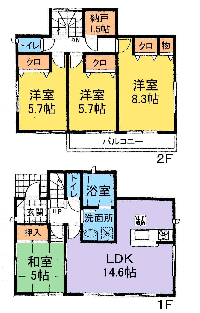 Floor plan. (Building 2), Price 17.8 million yen, 4LDK+S, Land area 200.71 sq m , Building area 94.36 sq m