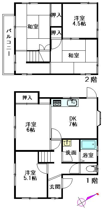 Floor plan. 13.8 million yen, 5DK, Land area 204.63 sq m , Building area 94.81 sq m
