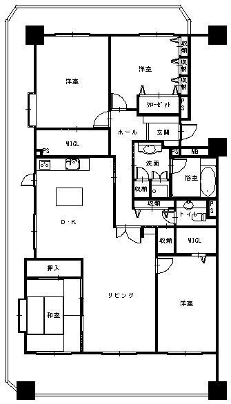 Floor plan. 4LDK, Price 25 million yen, Footprint 124.42 sq m