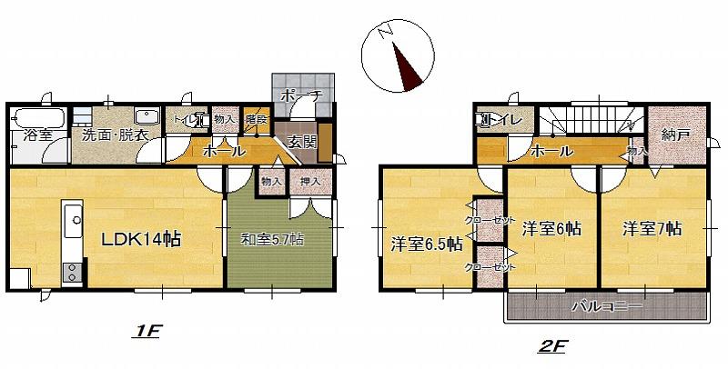 Floor plan. 18,800,000 yen, 4LDK, Land area 189.33 sq m , Building area 96.39 sq m relatively popular is a high floor plan (^_^) /  Living and Japanese-style room is a place that can be used To spacious to release a is usually Tsuzukiai, Has gained support from people of all ages! (^^)!