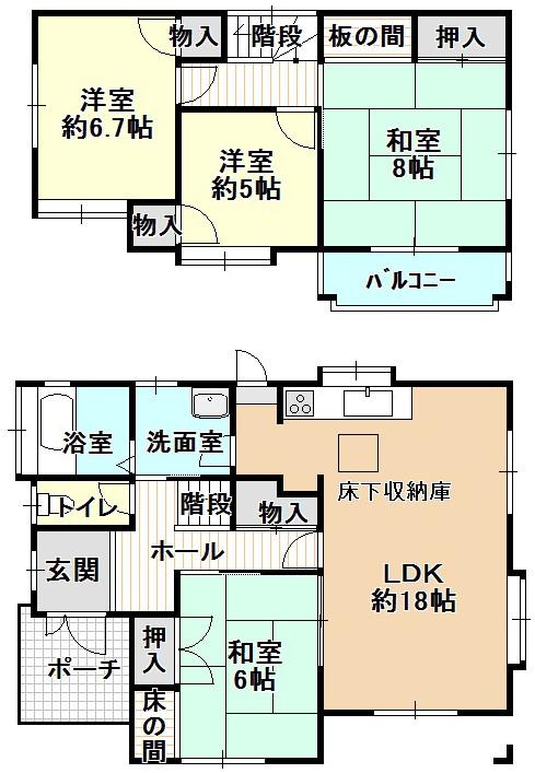 Floor plan. 13.8 million yen, 4LDK, Land area 211.61 sq m , Building area 106.49 sq m