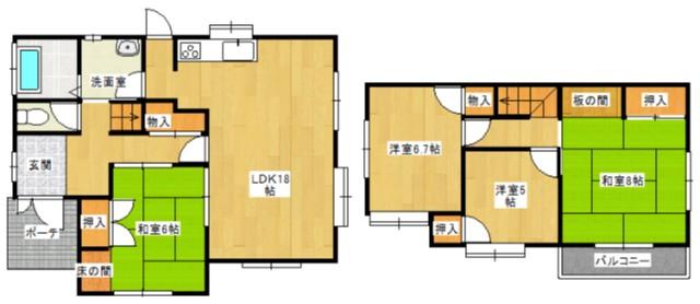 Floor plan. 13.8 million yen, 4LDK, Land area 211.61 sq m , Building area 106.49 sq m