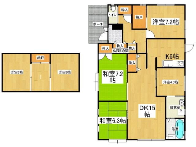 Floor plan. 18 million yen, 6LDK, Land area 204.66 sq m , Building area 118.1 sq m