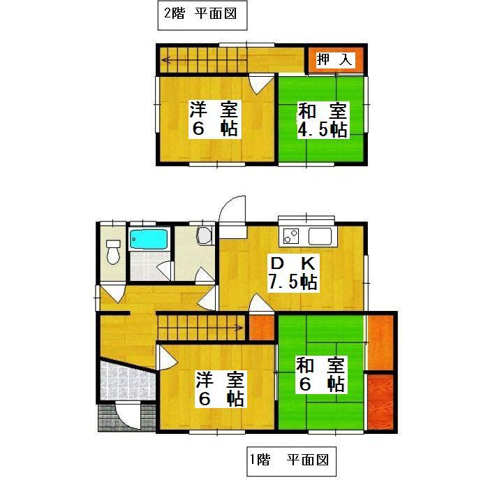 Floor plan. 9,980,000 yen, 4DK, Land area 239.17 sq m , Building area 77.07 sq m total living room facing south! 