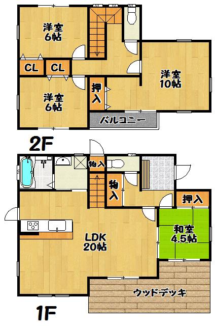 Floor plan. 25.6 million yen, 4LDK, Land area 322.7 sq m , Building area 112.61 sq m model Floor