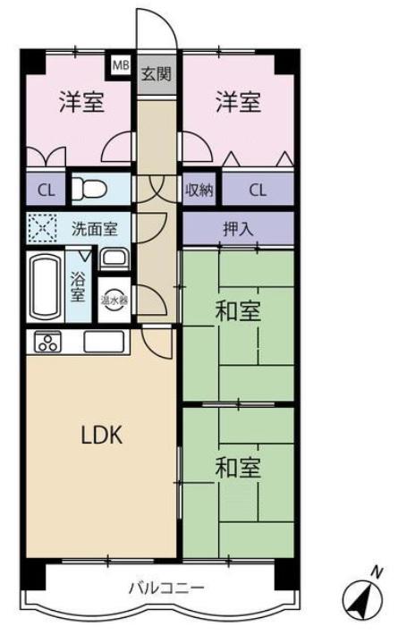 Floor plan. 4LDK, Price 9.9 million yen, Footprint 82 sq m , Balcony area 9.8 sq m