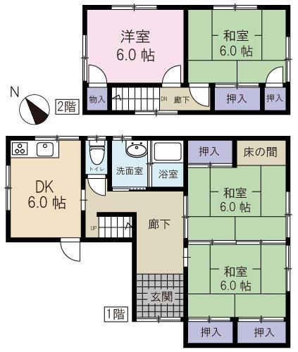 Floor plan. 5.5 million yen, 4DK, Land area 175.45 sq m , Building area 88.44 sq m