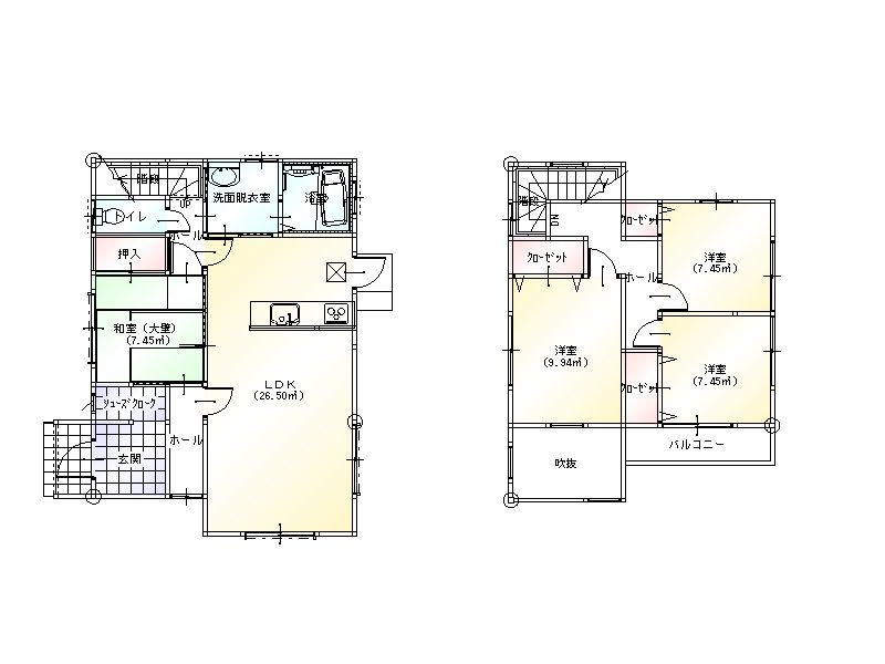 Floor plan. 18,800,000 yen, 4LDK, Land area 203.22 sq m , Building area 92.74 sq m