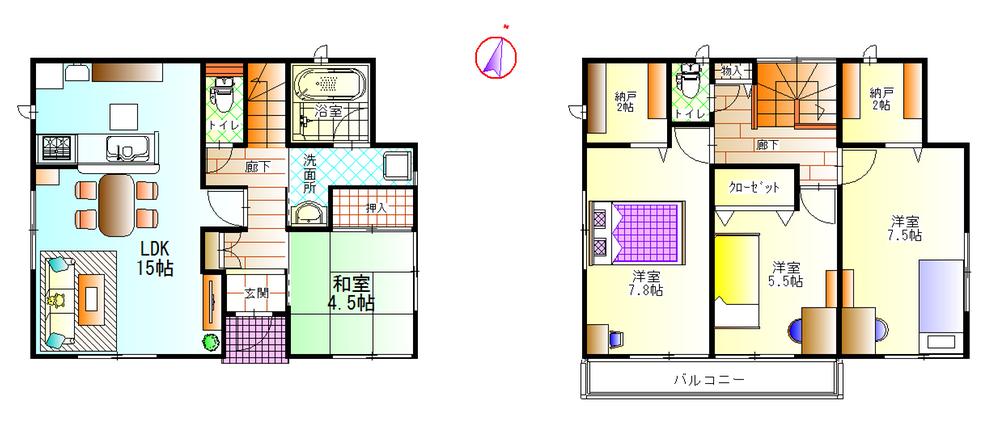 Floor plan. 13.5 million yen, 4LDK + S (storeroom), Land area 133.03 sq m , Building area 97.6 sq m