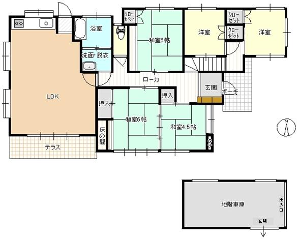 Floor plan. 9.9 million yen, 5LDK, Land area 330.6 sq m , Building area 126.44 sq m