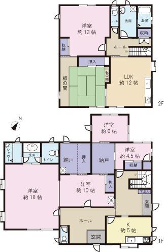 Floor plan. 19,800,000 yen, 6LDK+S, Land area 339.84 sq m , Building area 202.97 sq m