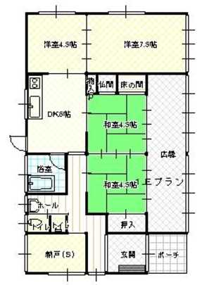 Floor plan. 5 million yen, 4DK + S (storeroom), Land area 218 sq m , Building area 68.6 sq m