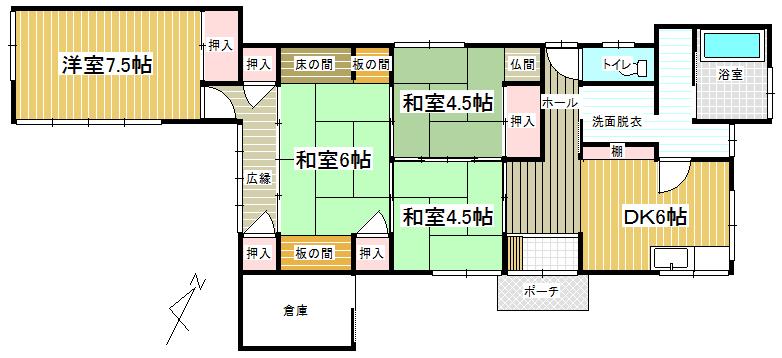 Floor plan. 4 million yen, 4DK, Land area 274 sq m , Building area 64.38 sq m