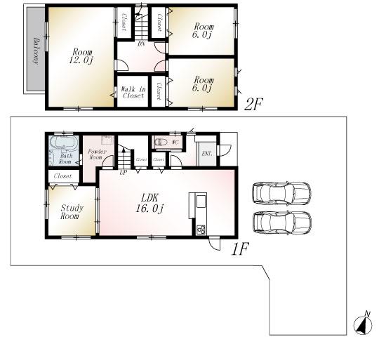 Floor plan. (No. 7 locations), Price 21,980,000 yen, 4LDK, Land area 213.19 sq m , Building area 107.64 sq m
