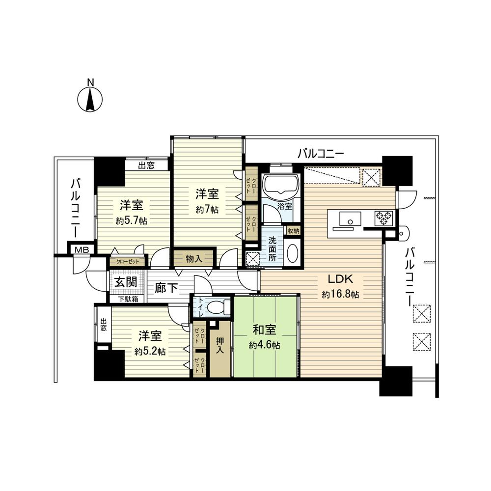 Floor plan. 4LDK, Price 20,900,000 yen, Occupied area 87.64 sq m , Balcony area 27.71 sq m