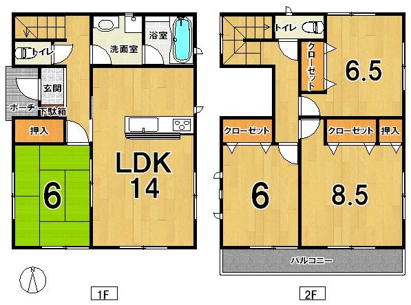 Floor plan. Price 22,800,000 yen, 4LDK, Land area 148.68 sq m , Building area 97.2 sq m
