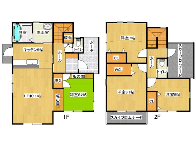 Floor plan. 22 million yen, 4LDK, Land area 210.85 sq m , Building area 104.74 sq m