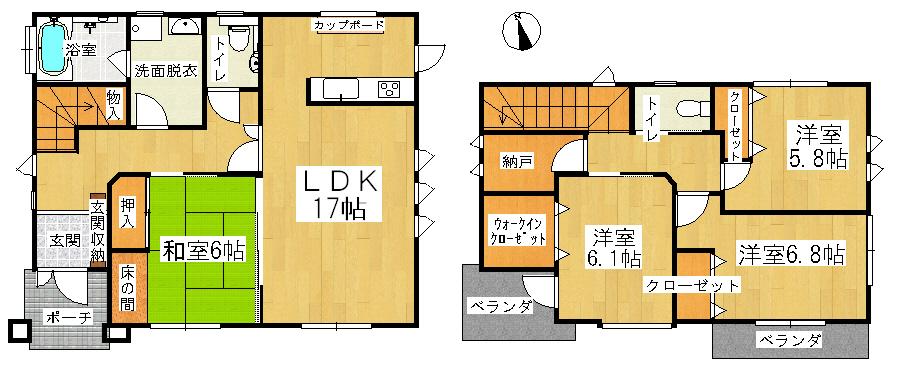 Floor plan. 23.5 million yen, 4LDK + S (storeroom), Land area 196.32 sq m , Building area 119.43 sq m Floor