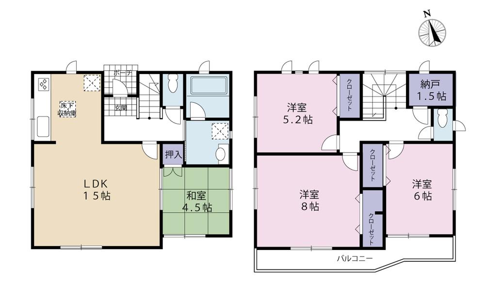 Floor plan. (2-2), Price 18,800,000 yen, 4LDK+S, Land area 162.41 sq m , Building area 93.55 sq m