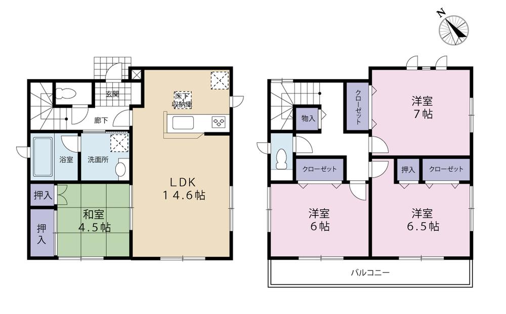 Floor plan. (No. 2-3), Price 18,800,000 yen, 4LDK, Land area 161.97 sq m , Building area 93.96 sq m