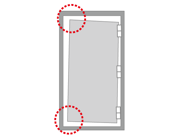 Security.  [Seismic door frame] Any chance of an earthquake, By providing a gap between the door and the door frame, It can be the door frame opened the door even slightly deformed, It helps to ensure evacuation routes. (Conceptual diagram)