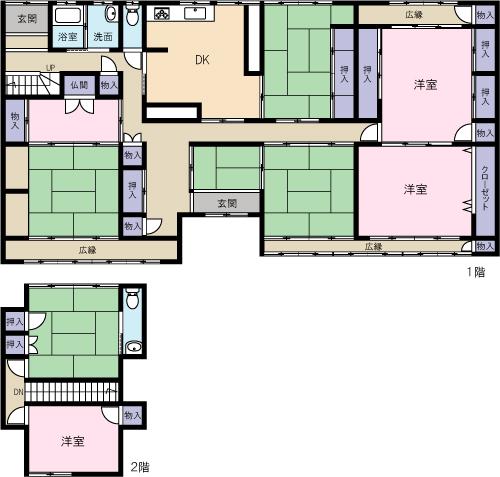 Floor plan. 22.5 million yen, 7DK + 2S (storeroom), Land area 1,336.16 sq m , Building area 239.98 sq m 7DK