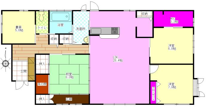 Floor plan. 27,900,000 yen, 4LDK + S (storeroom), Land area 487.99 sq m , Building area 131.25 sq m
