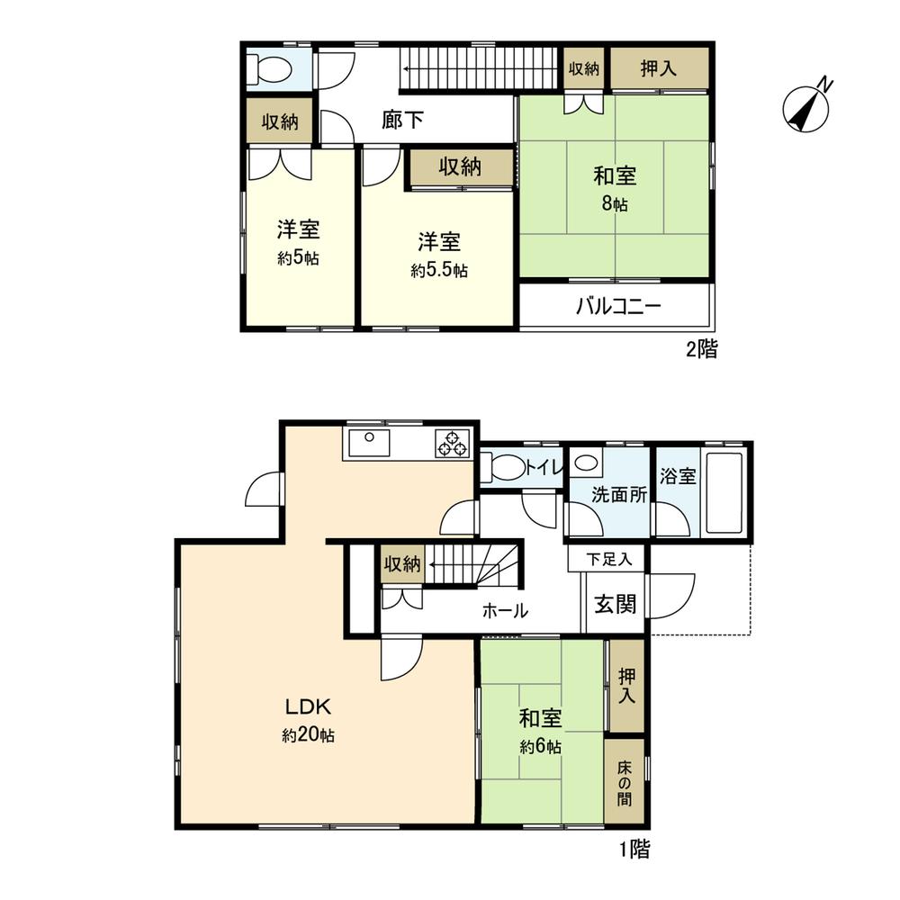 Floor plan. 18,800,000 yen, 4LDK, Land area 211.92 sq m , Building area 108.39 sq m