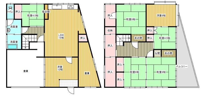 Floor plan. 10.5 million yen, 7LDK + S (storeroom), Land area 152.2 sq m , Building area 217.92 sq m