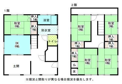 Floor plan. 4 million yen, 5DK, Land area 96.62 sq m , Building area 121.6 sq m