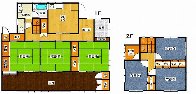 Floor plan. 21,800,000 yen, 6DK+S, Land area 455 sq m , Building area 174.66 sq m