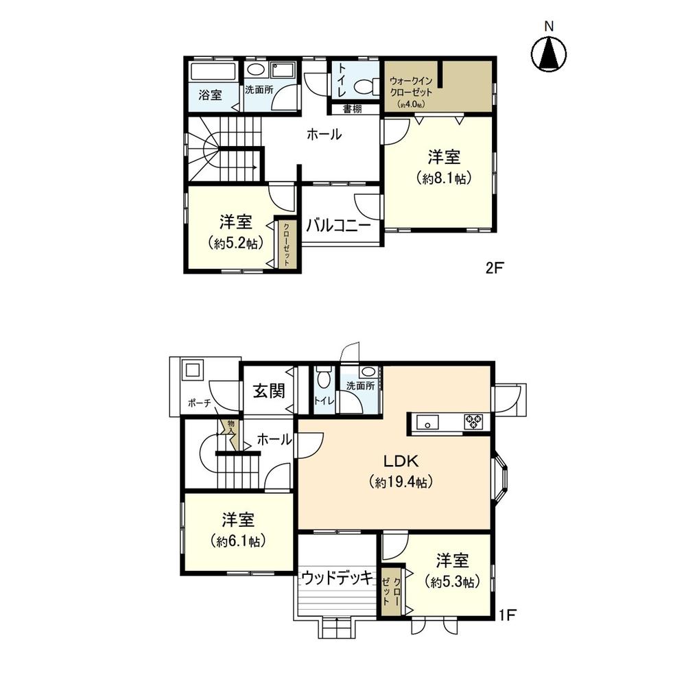 Floor plan. 19.5 million yen, 4LDK, Land area 229.99 sq m , Building area 122.13 sq m