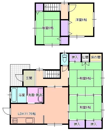 Floor plan. 7.8 million yen, 4LDK, Land area 182.48 sq m , Building area 95.84 sq m