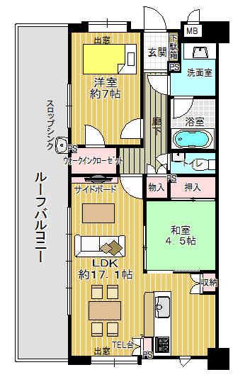 Floor plan. 2LDK, Price 18.5 million yen, Footprint 68.2 sq m