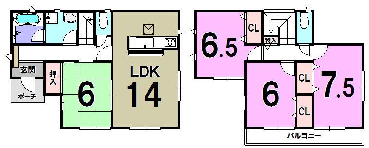 Floor plan. 28.8 million yen, 4LDK, Land area 167.35 sq m , Building area 94.77 sq m