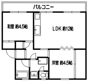 Floor plan. 2LDK, Price 4.7 million yen, Footprint 50.5 sq m , Balcony area 9.03 sq m