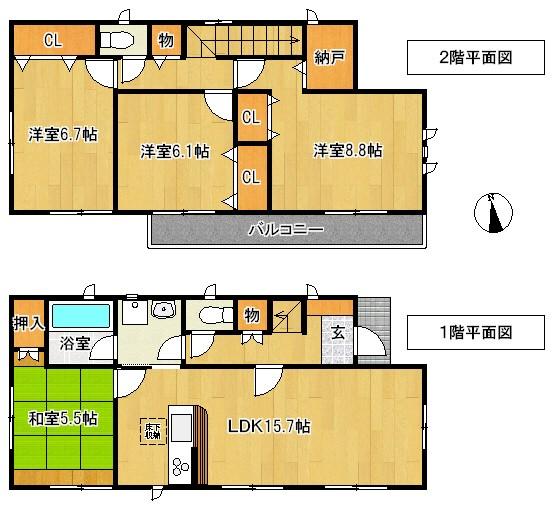 Floor plan. 31.5 million yen, 4LDK, Land area 168.63 sq m , Building area 100.44 sq m 4 Building Floor plan