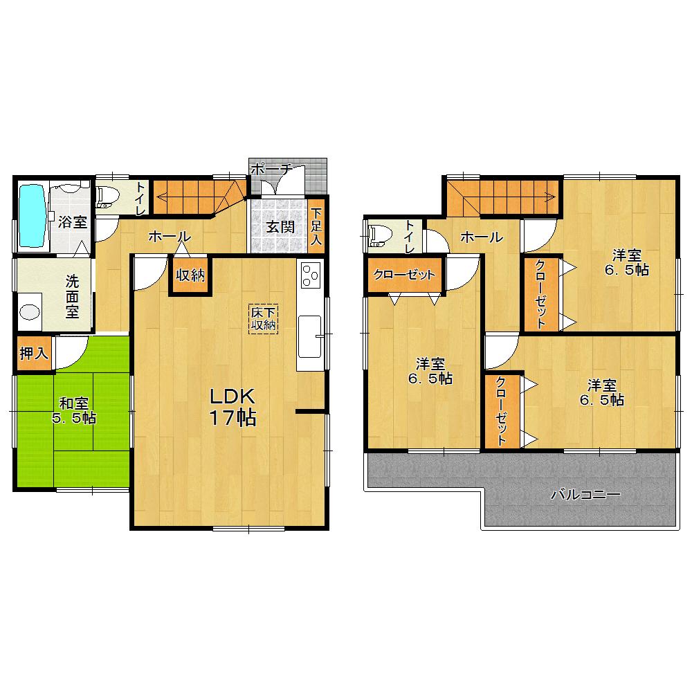 Floor plan. (Building 2), Price 23.8 million yen, 4LDK, Land area 170 sq m , Building area 98.82 sq m