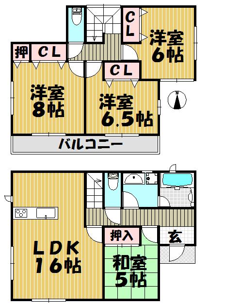 Floor plan. (3 Building), Price 33,600,000 yen, 4LDK, Land area 169.78 sq m , Building area 98.82 sq m
