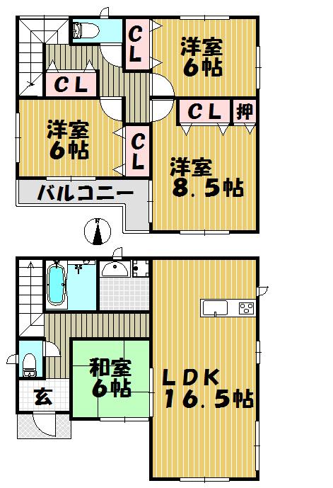 Floor plan. (4 Building), Price 31.5 million yen, 4LDK, Land area 168.63 sq m , Building area 100.44 sq m