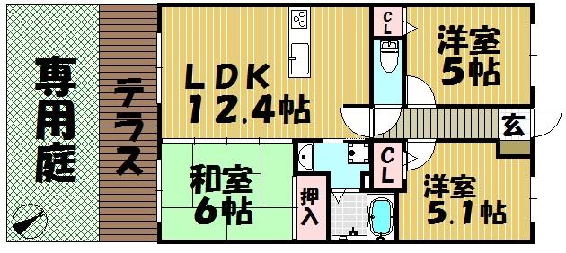 Floor plan. 3LDK, Price 11.8 million yen, Occupied area 60.48 sq m