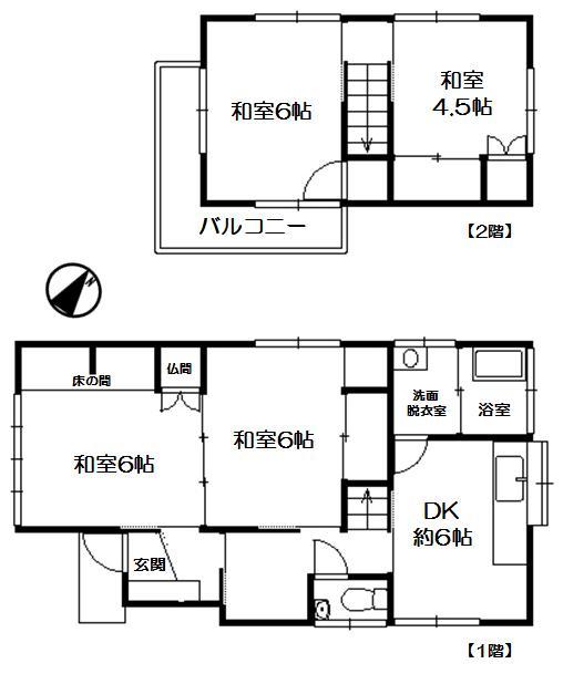 Floor plan. 6 million yen, 4DK, Land area 133.24 sq m , Building area 73.14 sq m