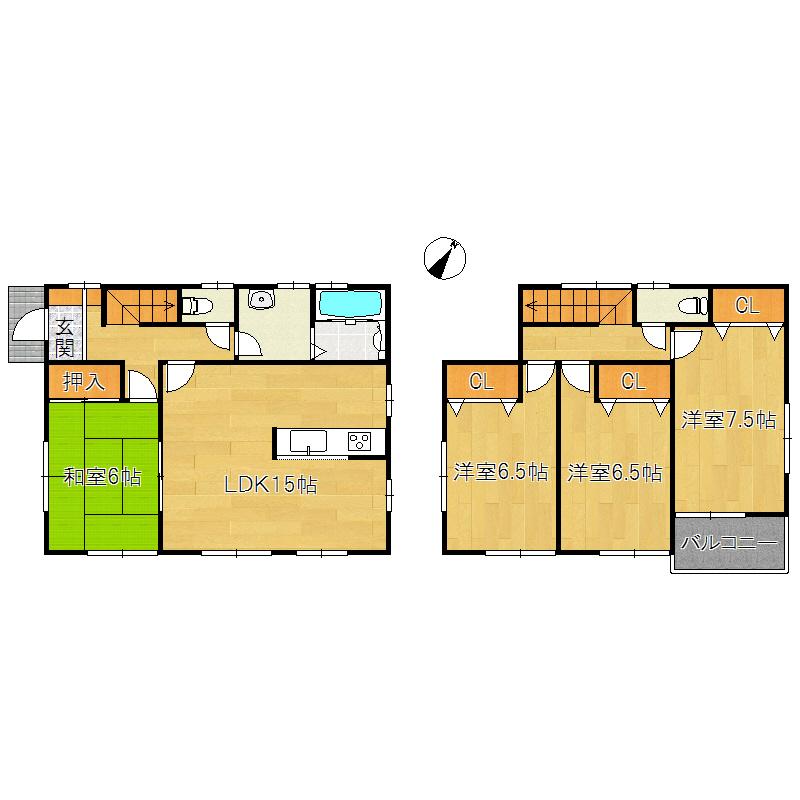 Floor plan. (1 Building), Price 26,980,000 yen, 4LDK, Land area 165 sq m , Building area 98.54 sq m