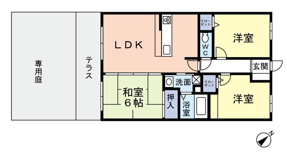 Floor plan. 3LDK, Price 11.8 million yen, This room with a proprietary area 60.48 sq m private garden. Ideal for family with young children.