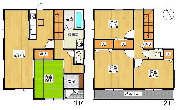 Floor plan. 25,800,000 yen, 4LDK, Land area 170 sq m , Building area 99.63 sq m 4LDK South balcony
