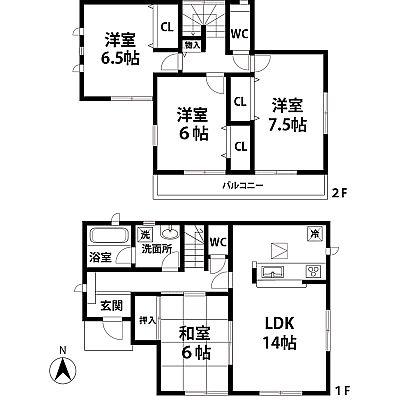 Floor plan. 28.8 million yen, 4LDK, Land area 167.35 sq m , Building area 94.77 sq m
