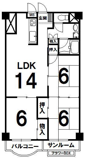 Floor plan. 3LDK, Price 8 million yen, Footprint 72.1 sq m , Balcony area 4.8 sq m