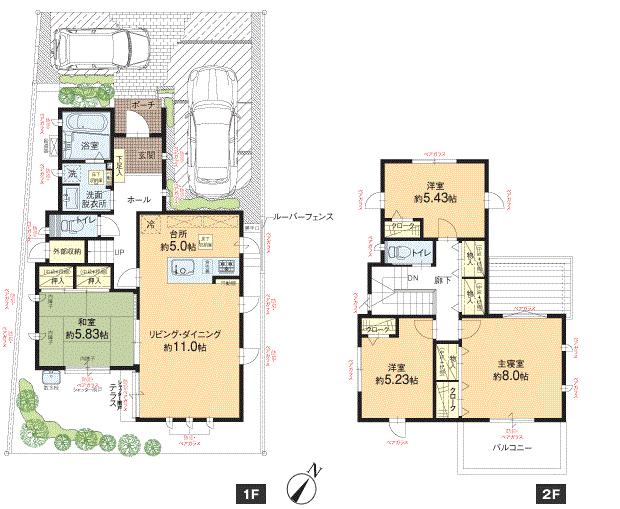 Floor plan. (No. 1 point), Price 37,700,000 yen, 4LDK, Land area 132.86 sq m , Building area 103.6 sq m